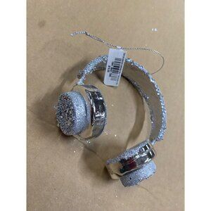 Holiday Lane Silver Retro Holiday Glitter Headphones Ornament New With Tag